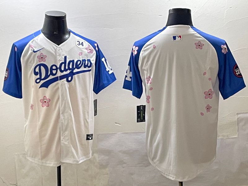 Men Los Angeles Dodgers Blank White Blue Sakura Edition 2025 Nike MLB Jersey style 4->houston astros->MLB Jersey